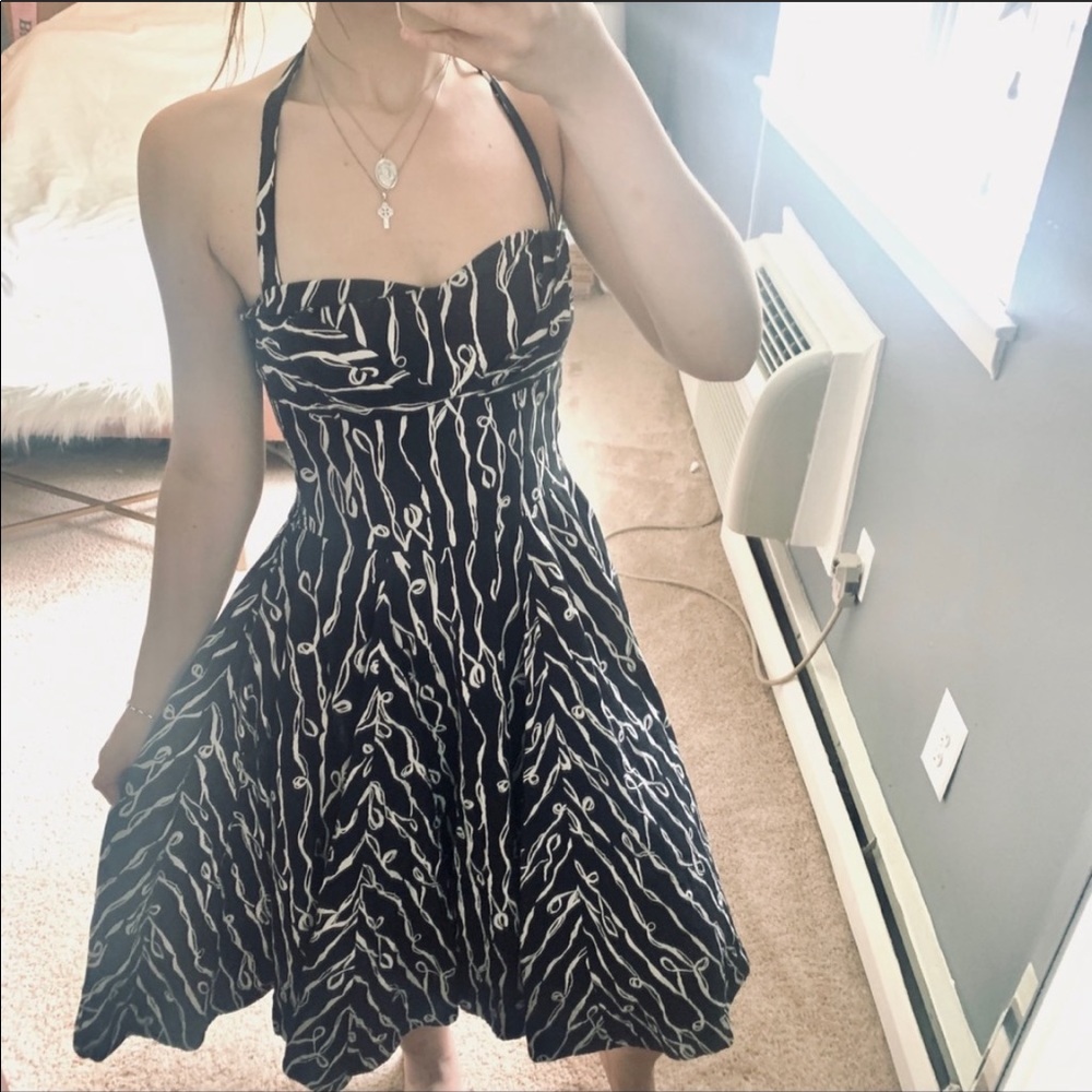 Anthro girls from savoy black halter dress
